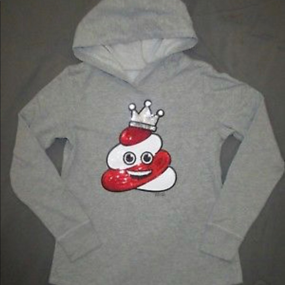 5/$20🦄Justice Poop Emoji Gray Hooded Top size 12